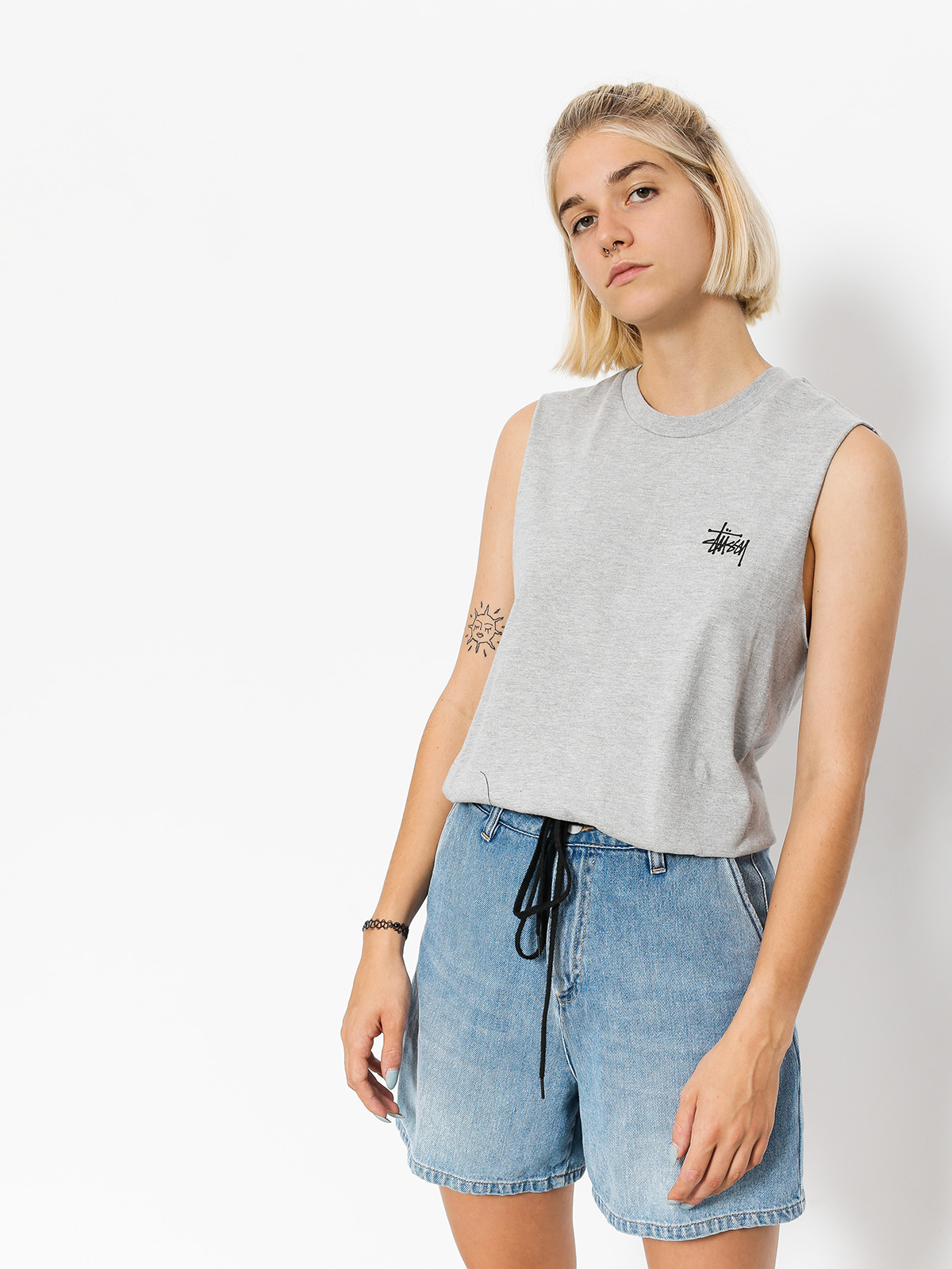 Stussy T-Shirt Basic Raw Muscle Wmn (grey heather)