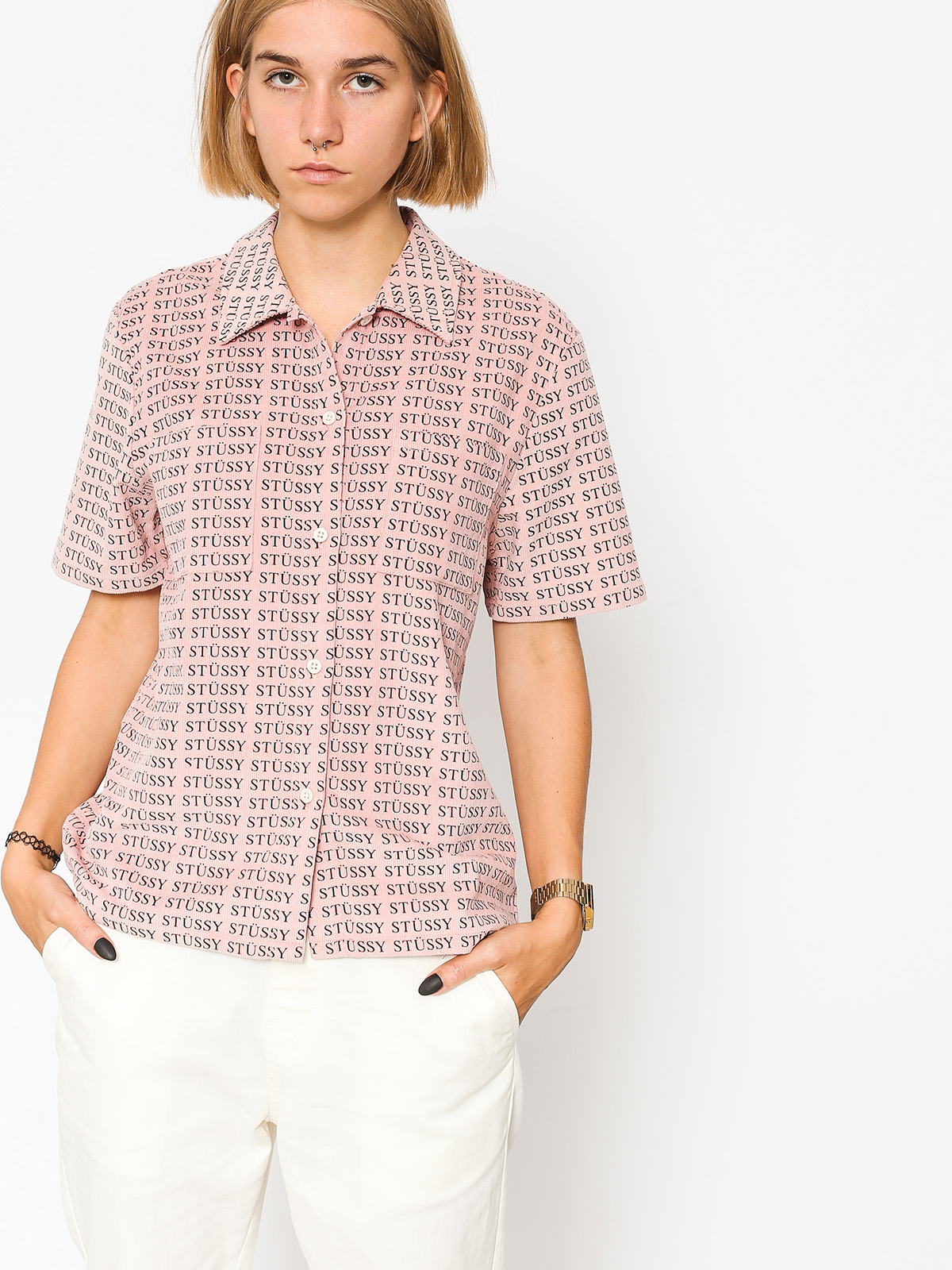 Stussy Shirt Eva Printed Corduroy Wmn (pink)