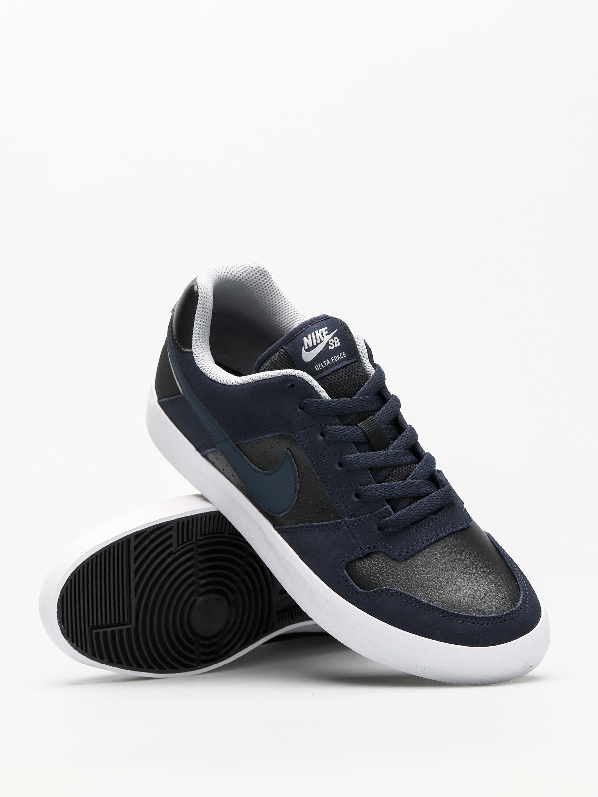 nike sb delta force white & navy skate shoes