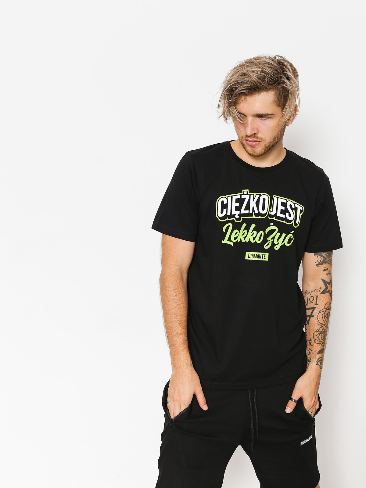 Diamante Wear T-shirt Ciężko Jest Lekko Żyć (black/white/green)