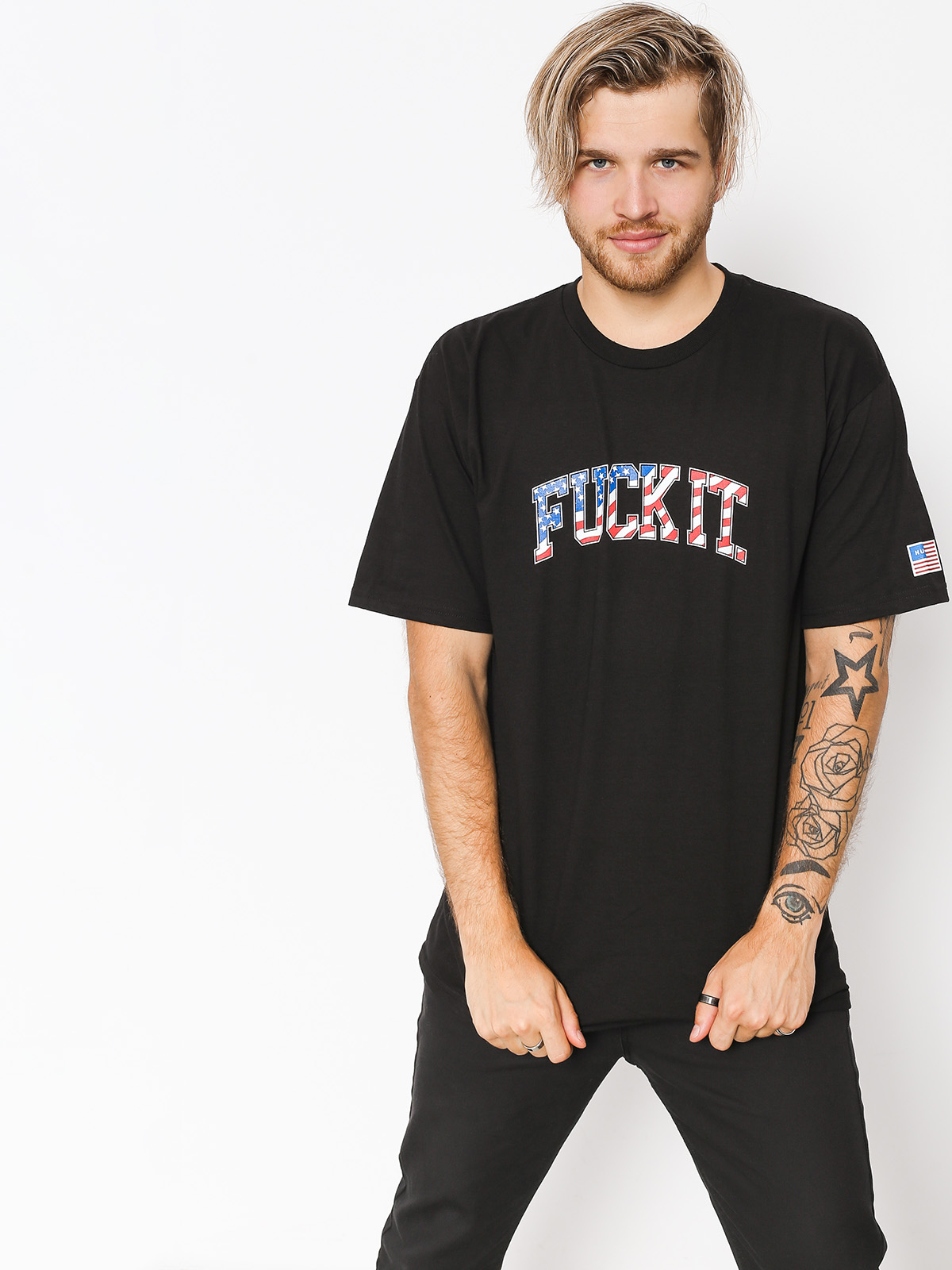 HUF T shirt Fuck It Flag black black