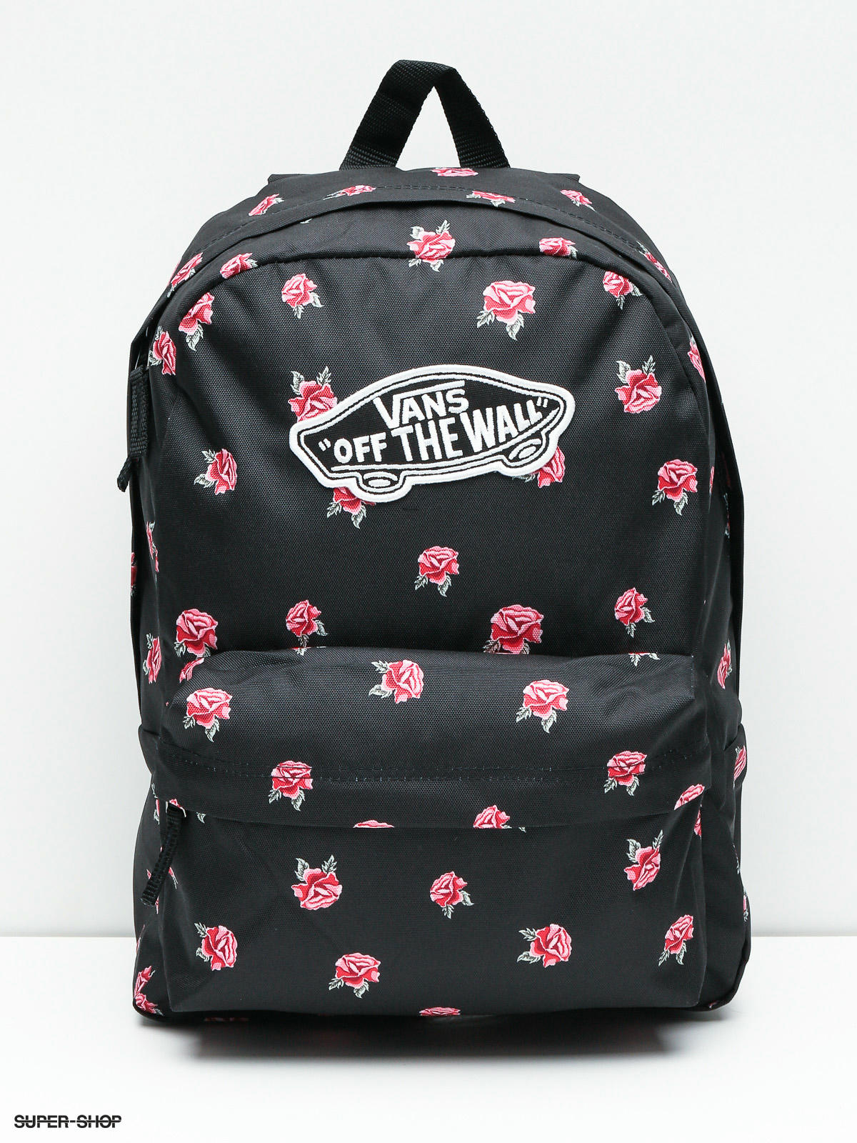 vans realm backpack black rose