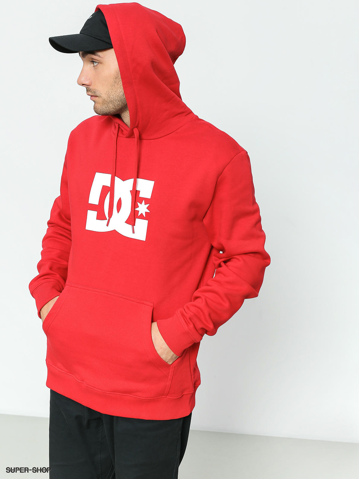 red dc hoodie