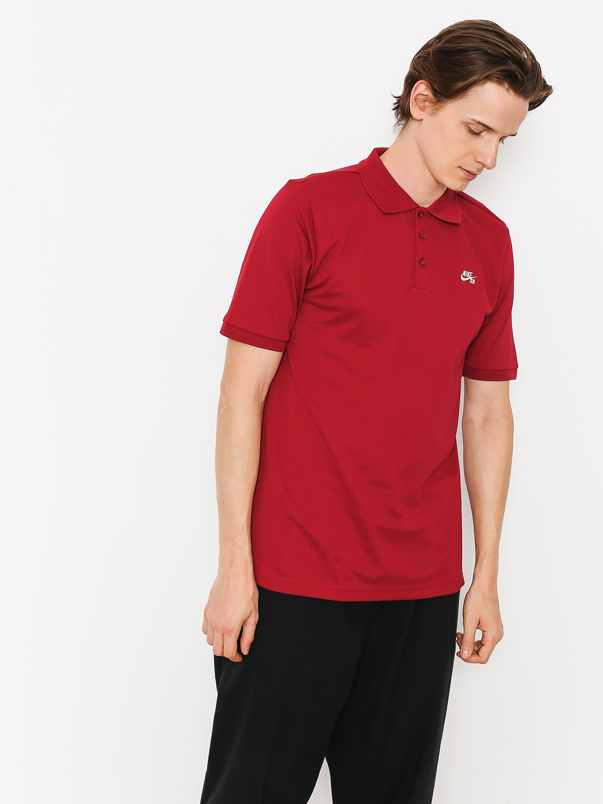 Nike SB Polo t-shirt Sb Dri Fit Pique red (red crush/white)