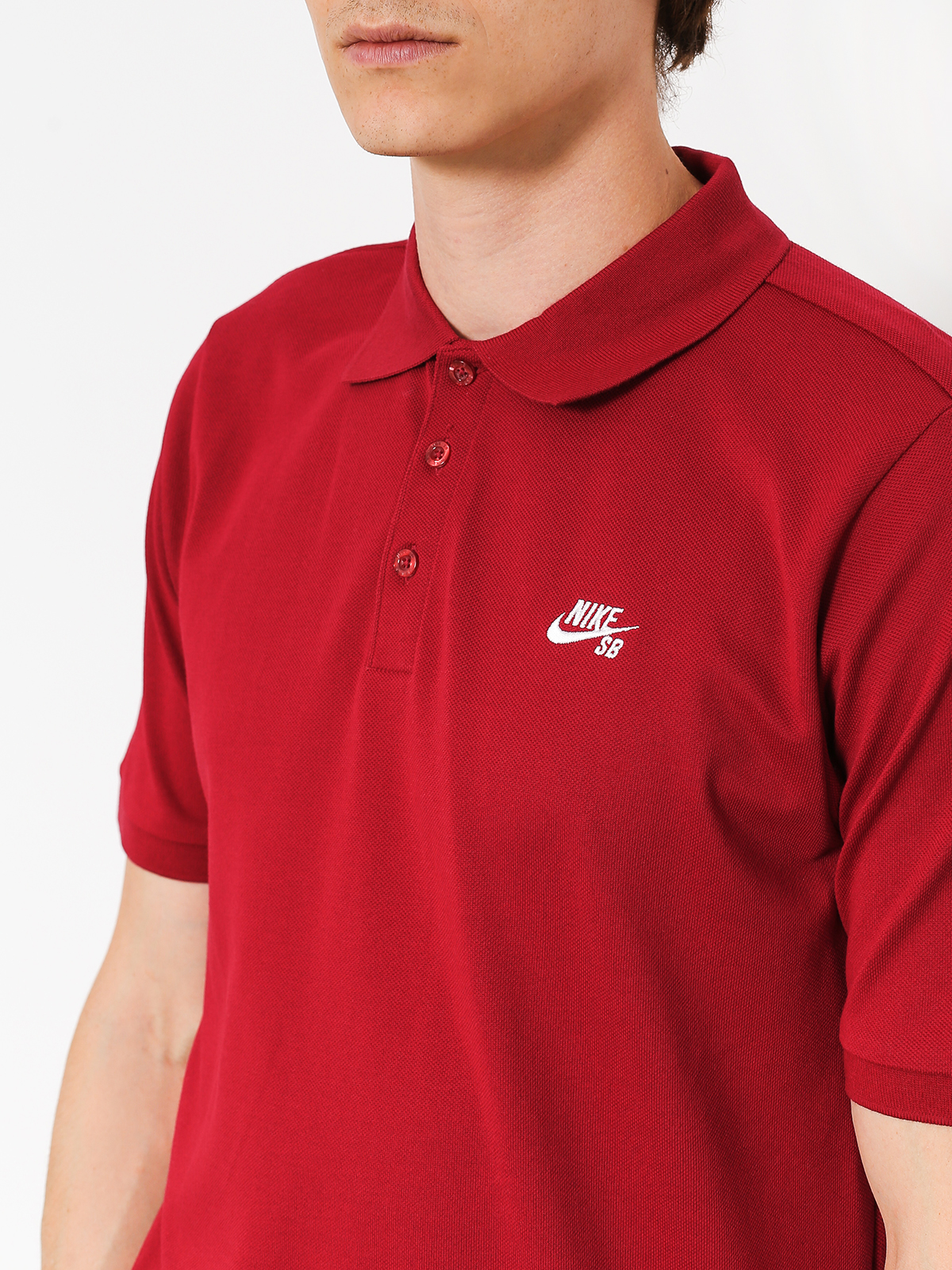 Nike SB Polo t-shirt Sb Dri Fit Pique (red crush/white)