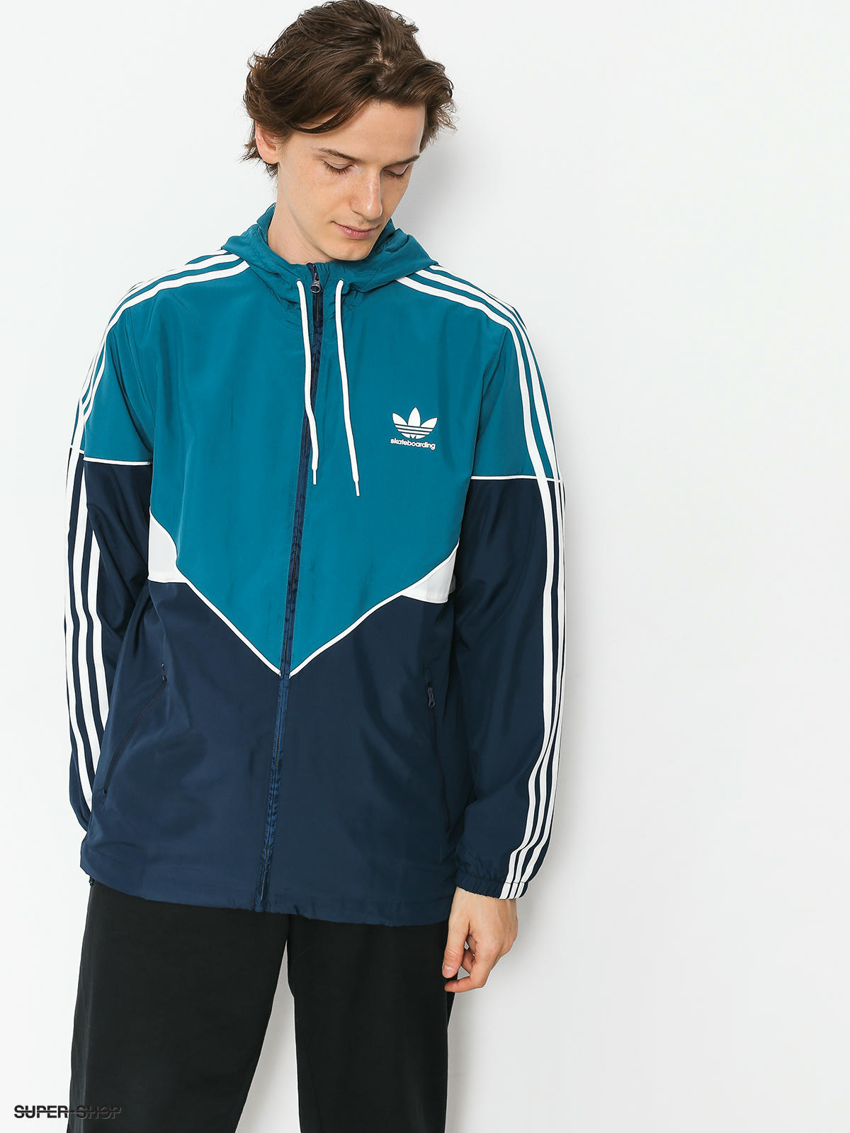 Adidas skateboarding windbreaker in teal hot sale and navy