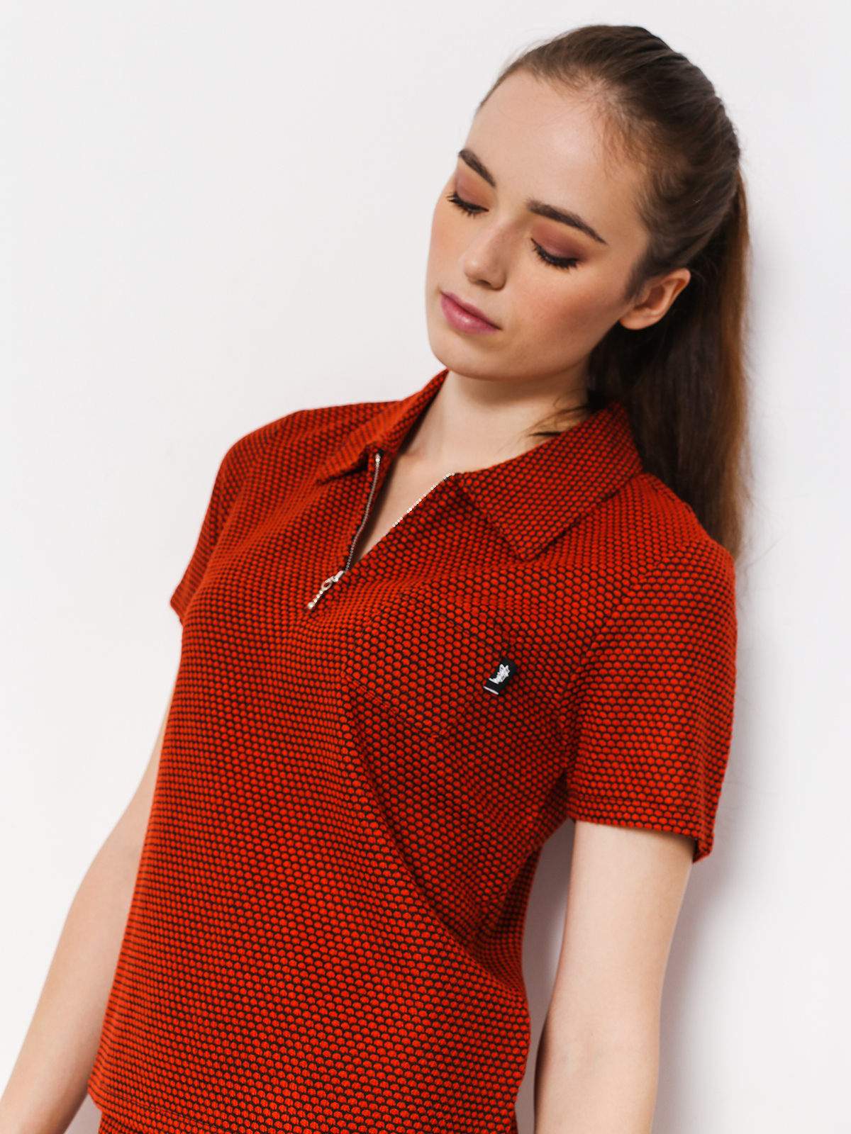 Stussy Polo t-shirt Faye S Sl Zip Collar Wmn (orange)