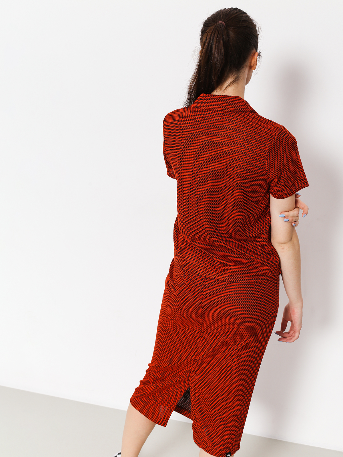 Stussy Polo t-shirt Faye S Sl Zip Collar Wmn (orange)