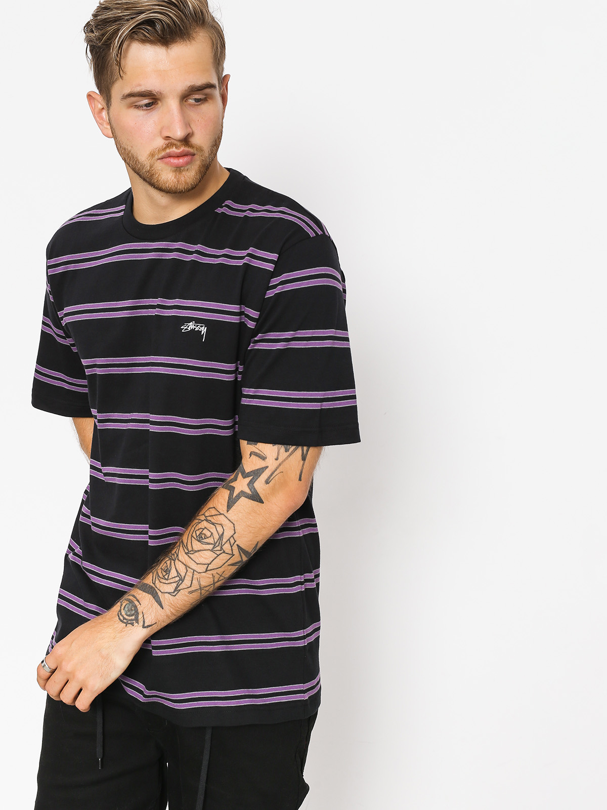 Stussy T-shirt Double Stripe (black)