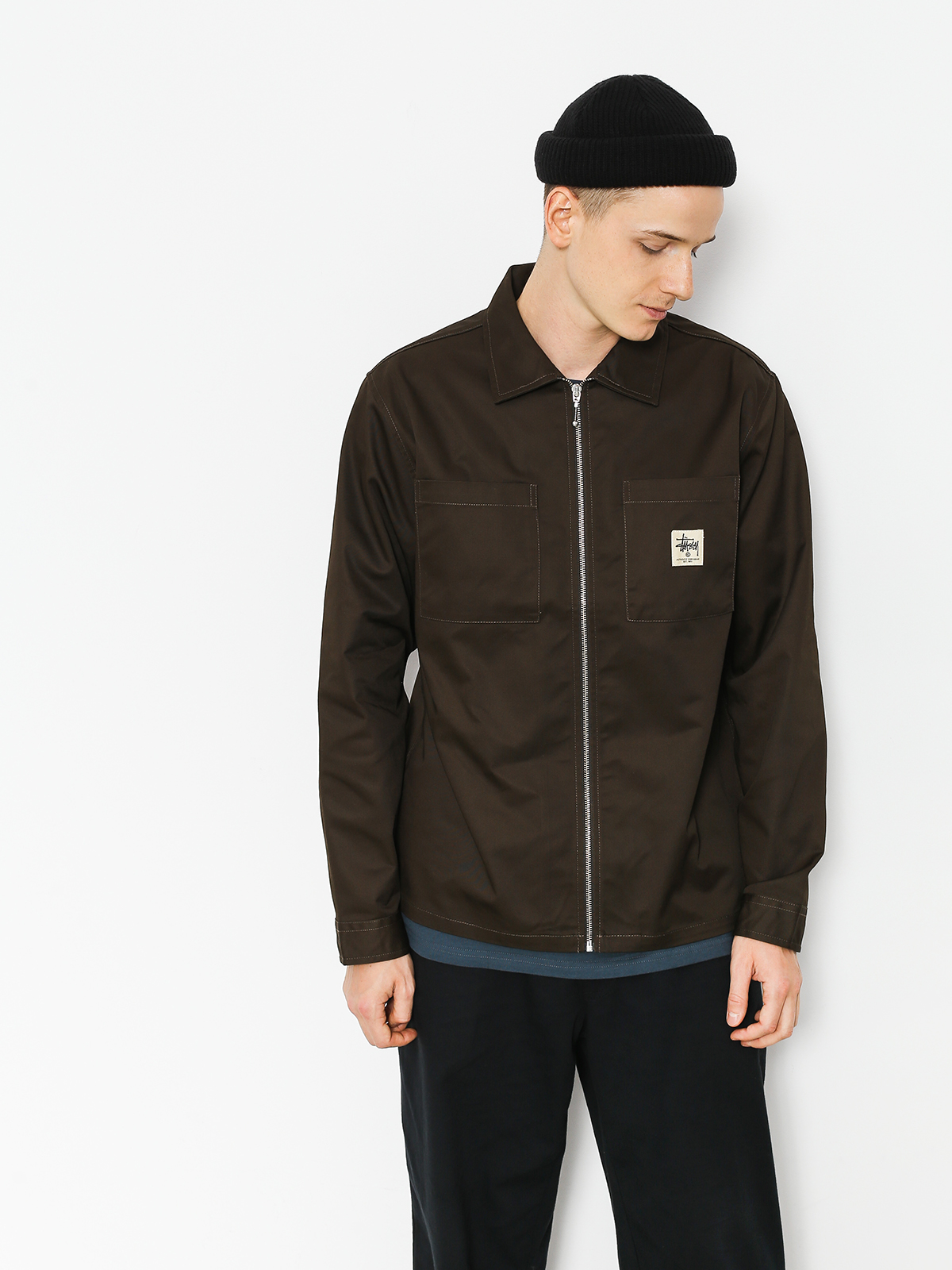 Stussy Shirt Zip Up Work (brown)