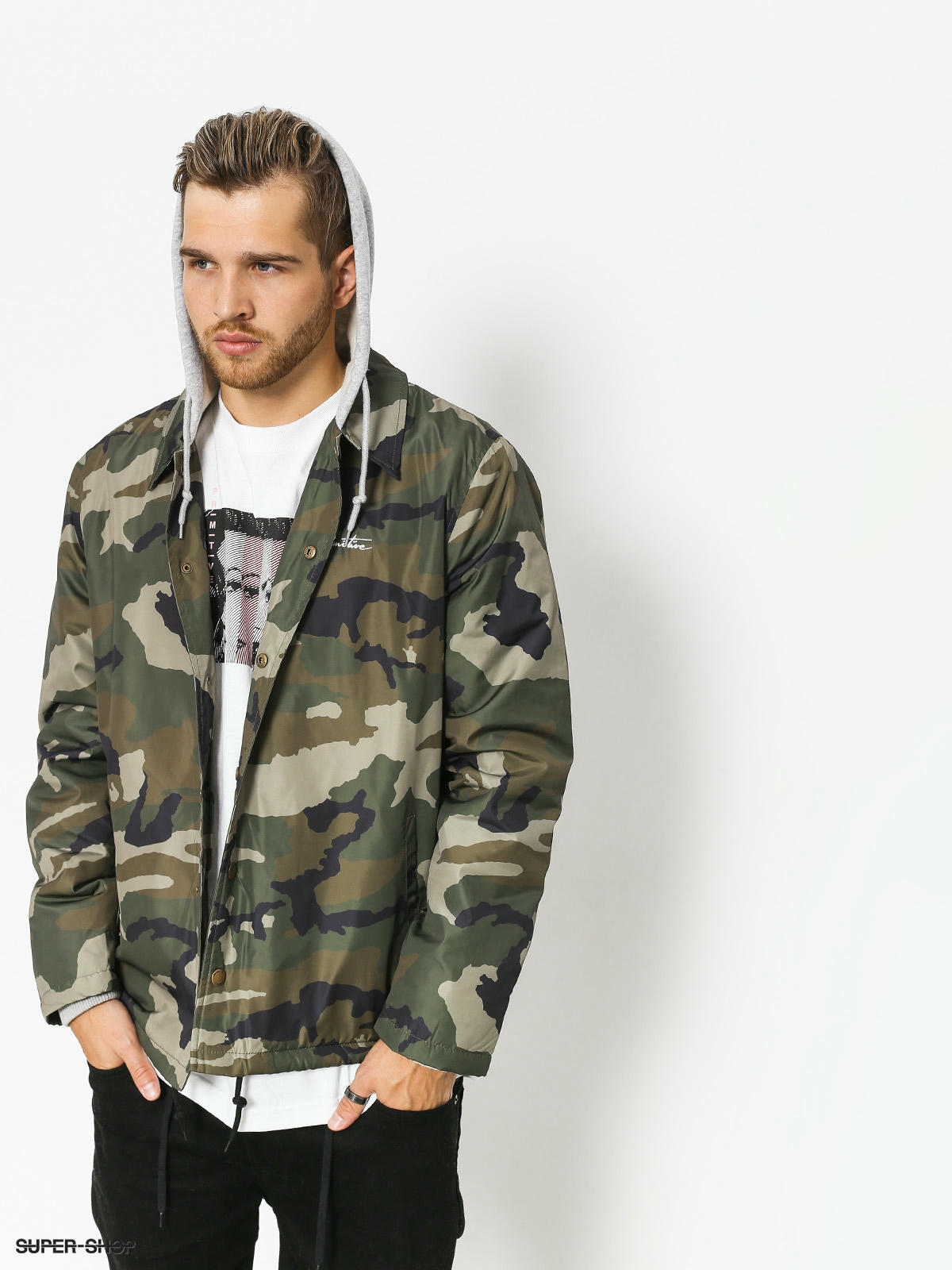 coach camo bomber jacket