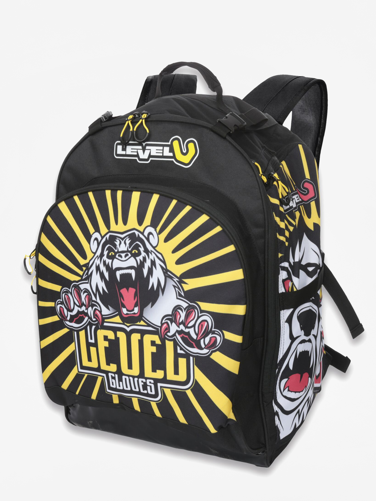 black and yellow backpack