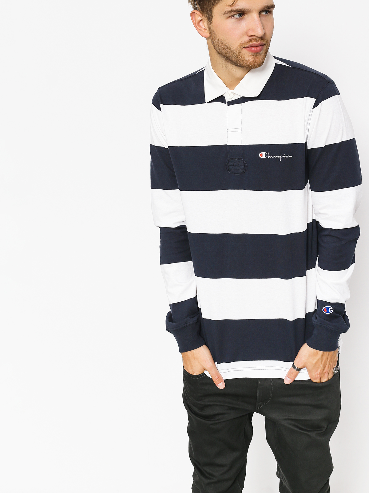 Champion Longsleeve Long Sleeve Polo T Shirt (nny/wht)