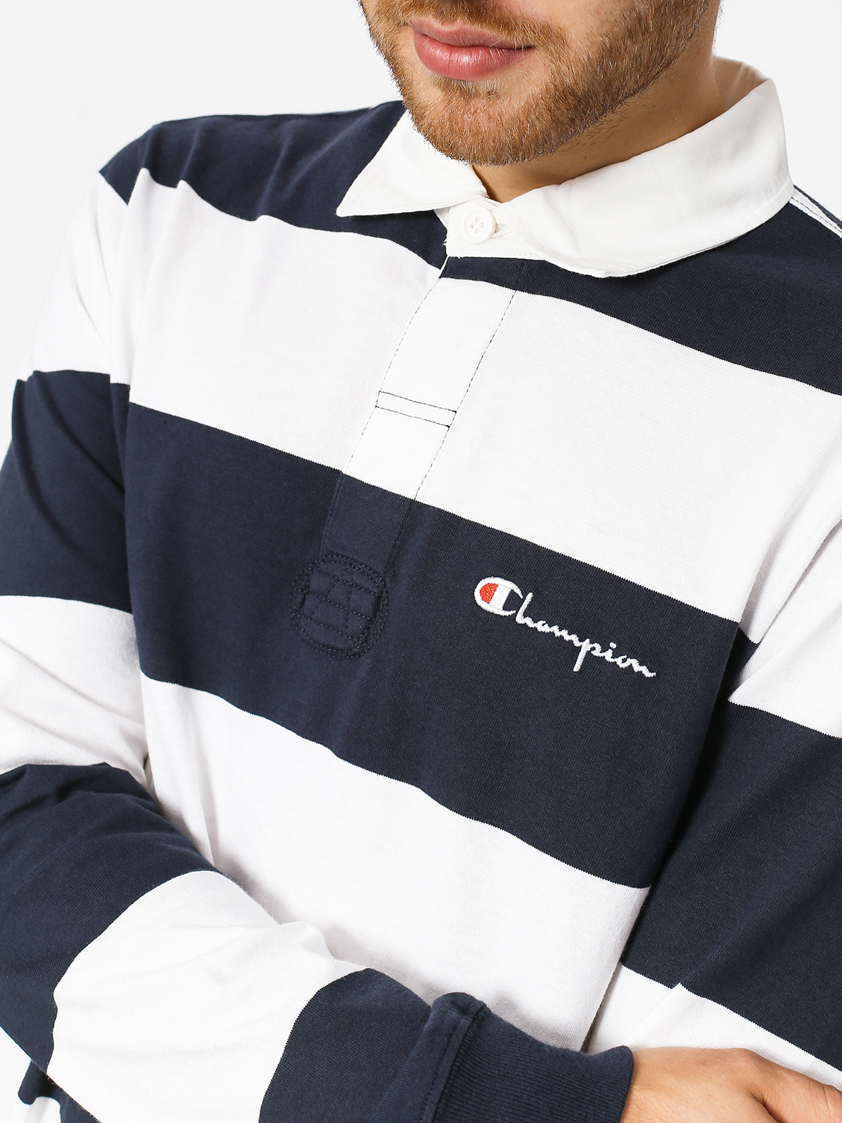 Champion Longsleeve Long Sleeve Polo T Shirt (nny/wht)
