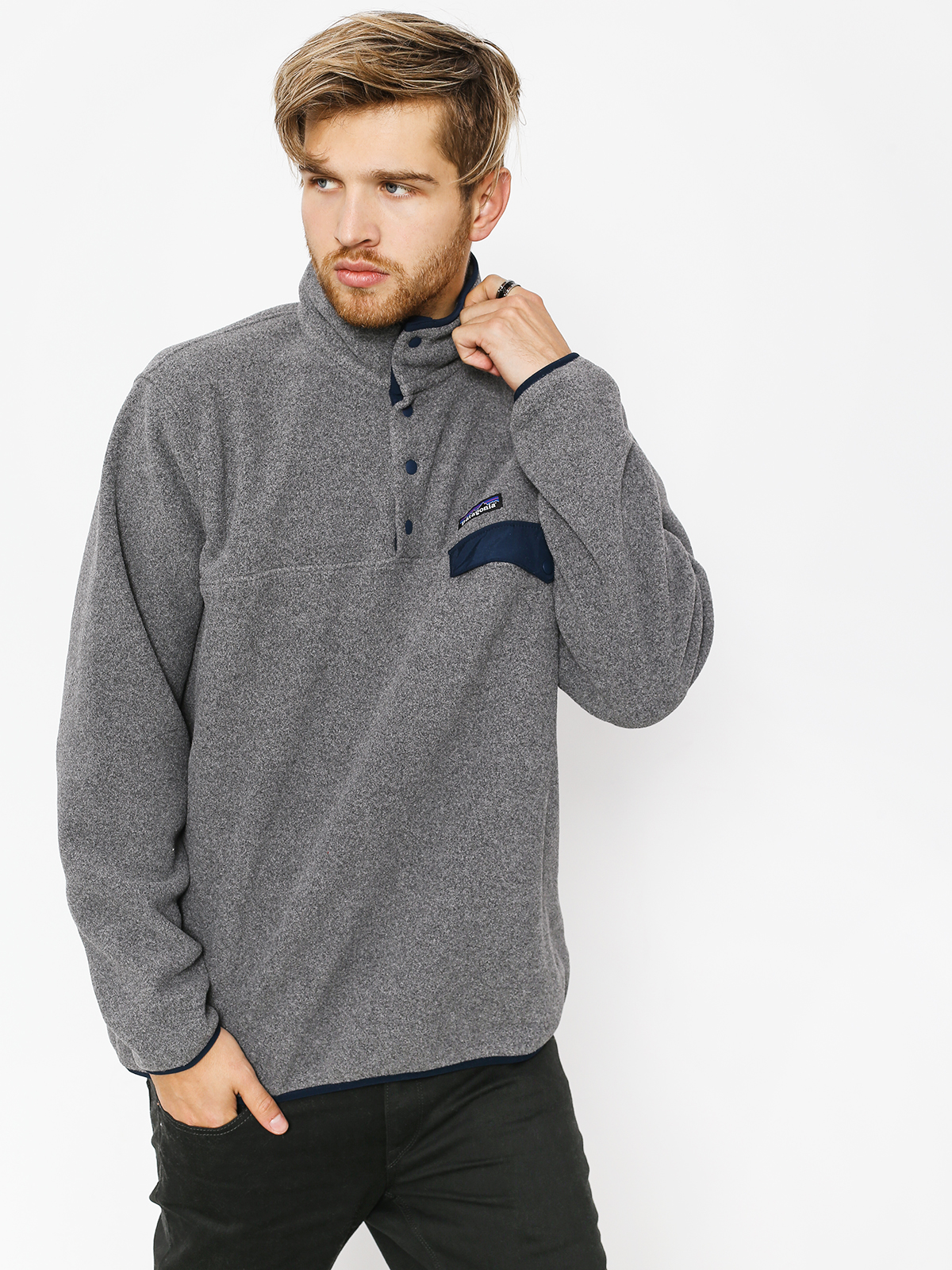 Patagonia Fleece Synchilla Snap-T grey (nickel w/navy blue)