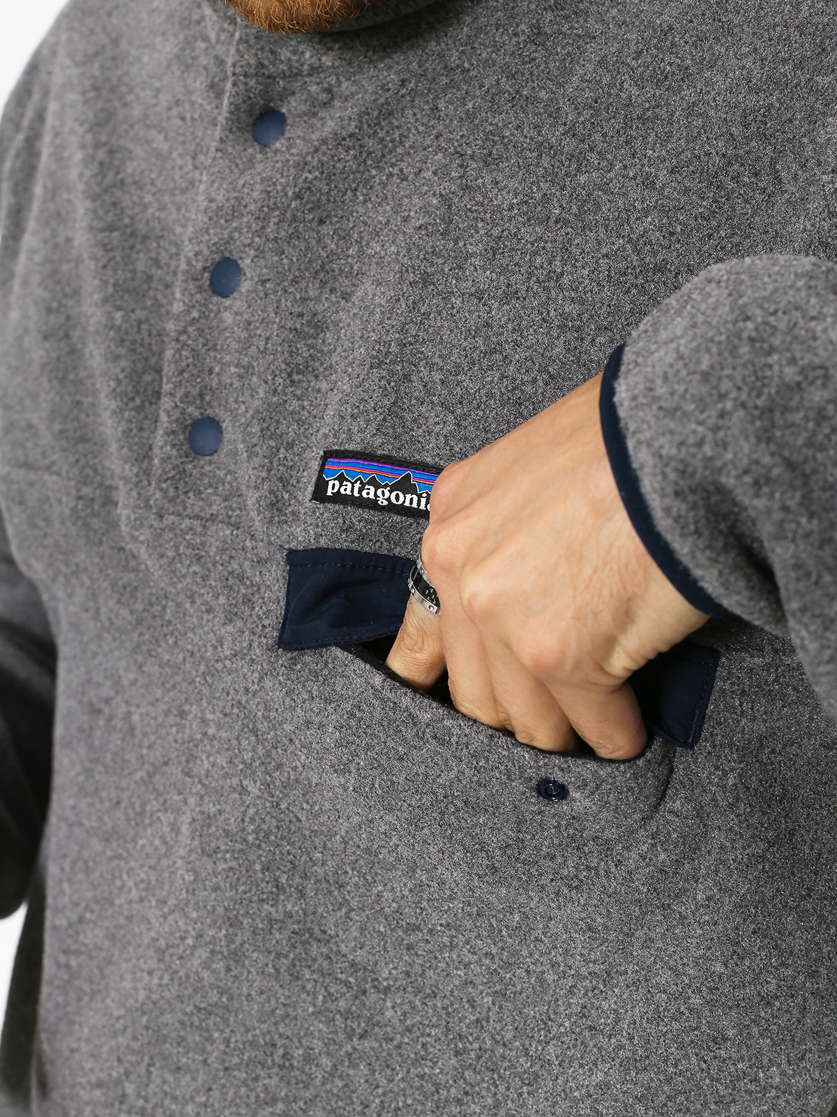 Patagonia Fleece Synchilla Snap-T - grey (nickel w/navy blue)