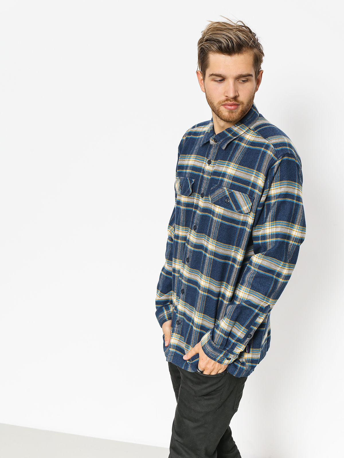 patagonia fjord flannel activist blue