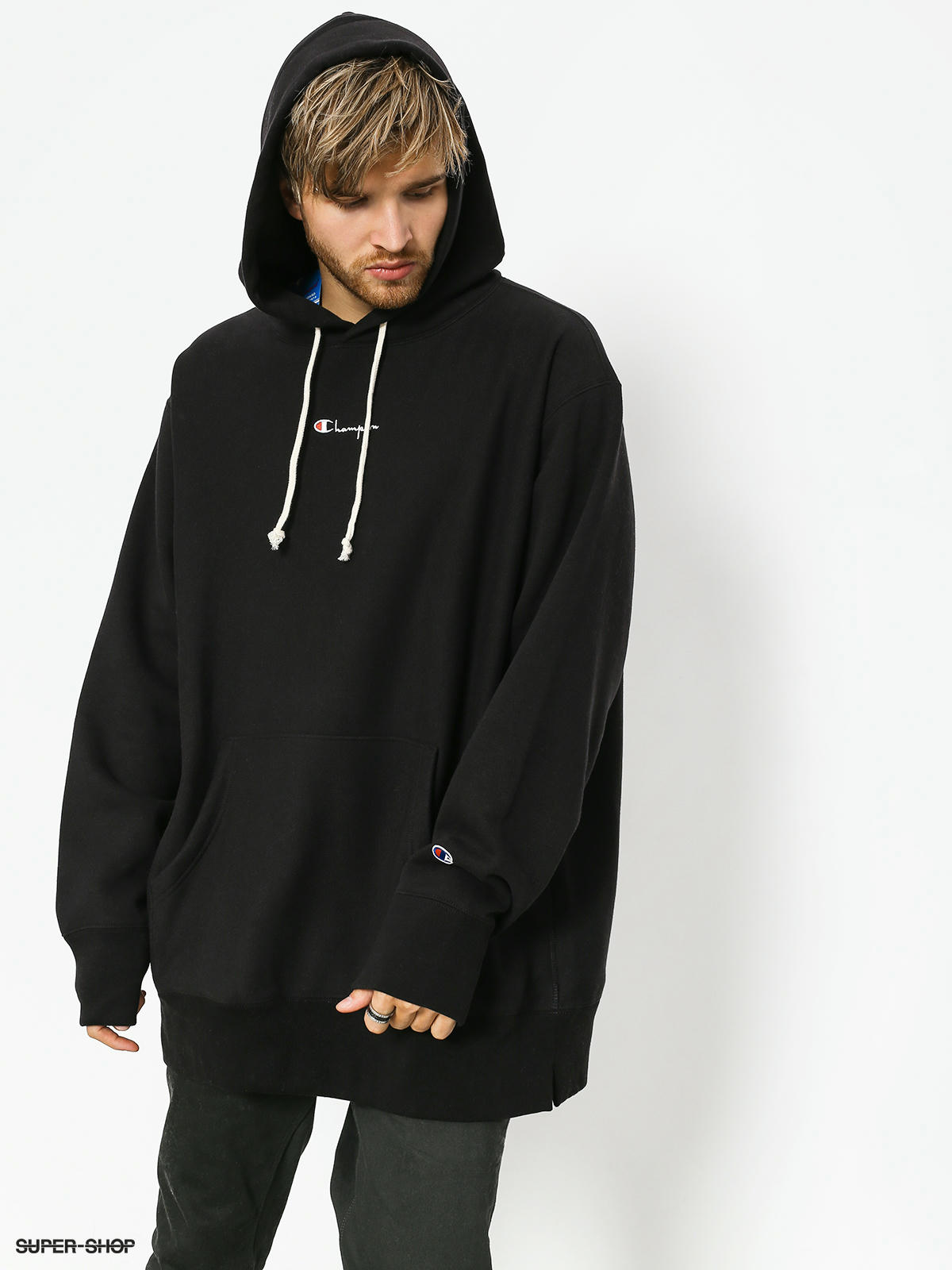 oversized black champion hoodie