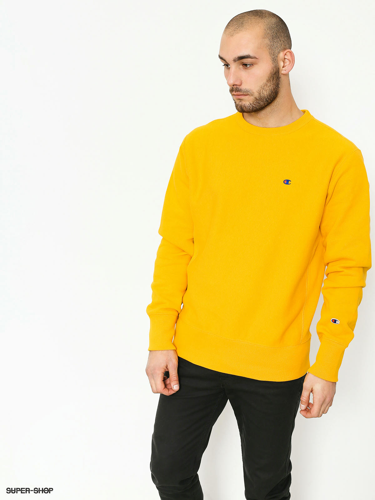 champion yellow reverse weave crewneck sweatshirt