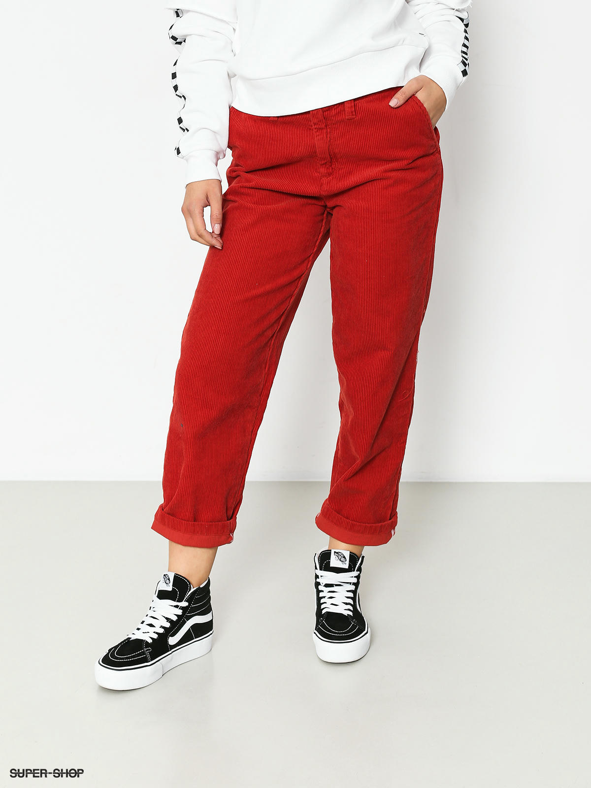 Vans pants deals womens red