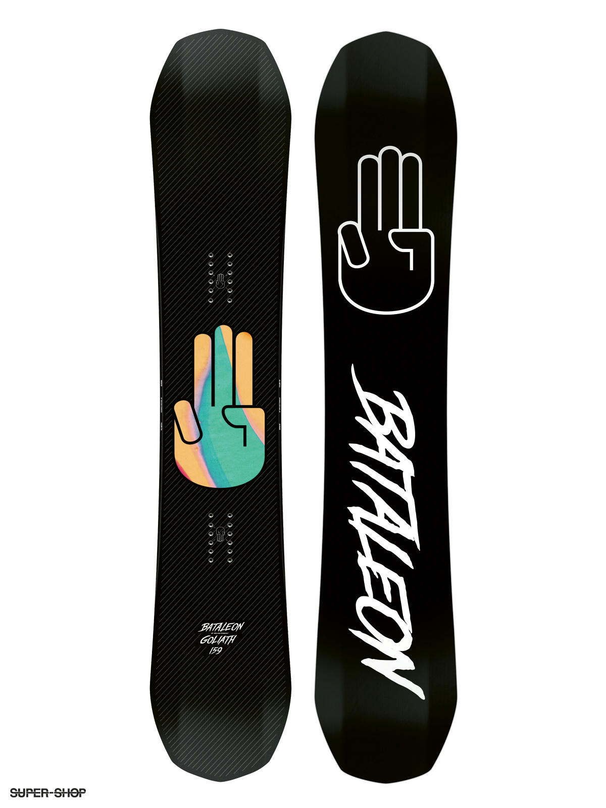 black and white snowboard