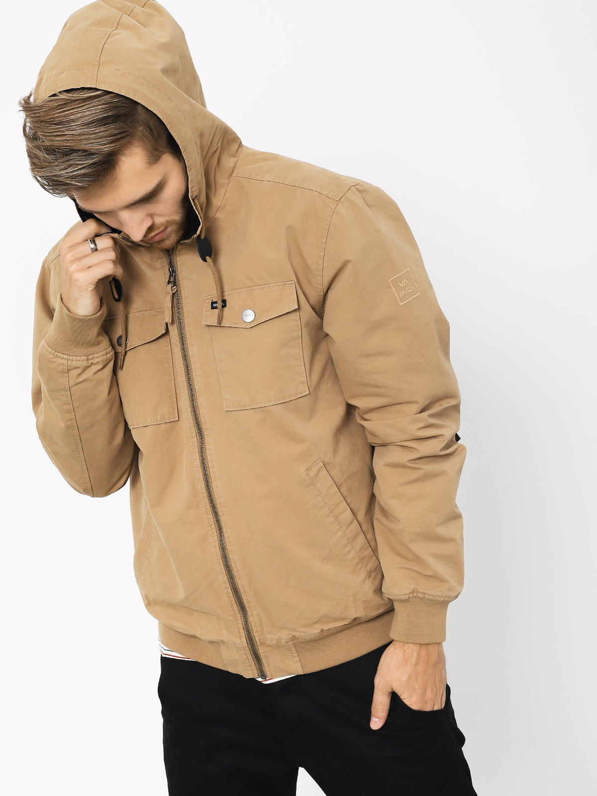 RVCA Hooded Bomber II Jacket (dark sand)