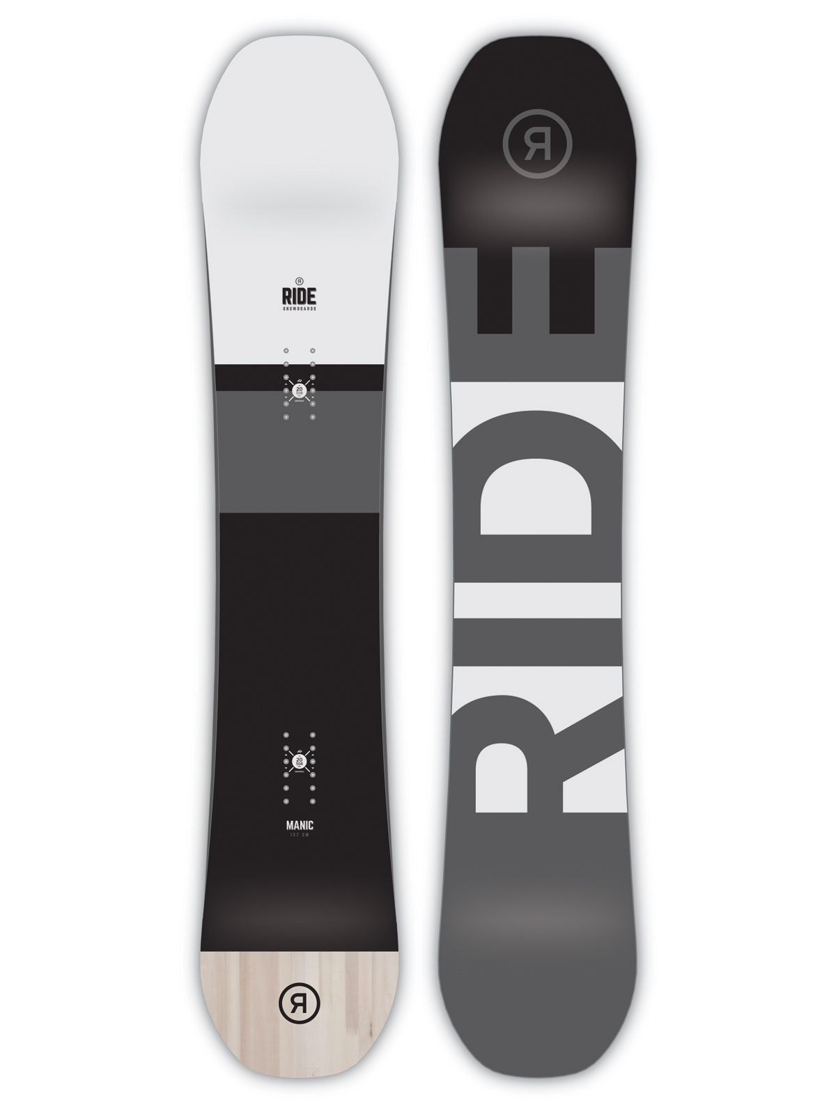 Mens Ride Snowboard Manic (white/silver)
