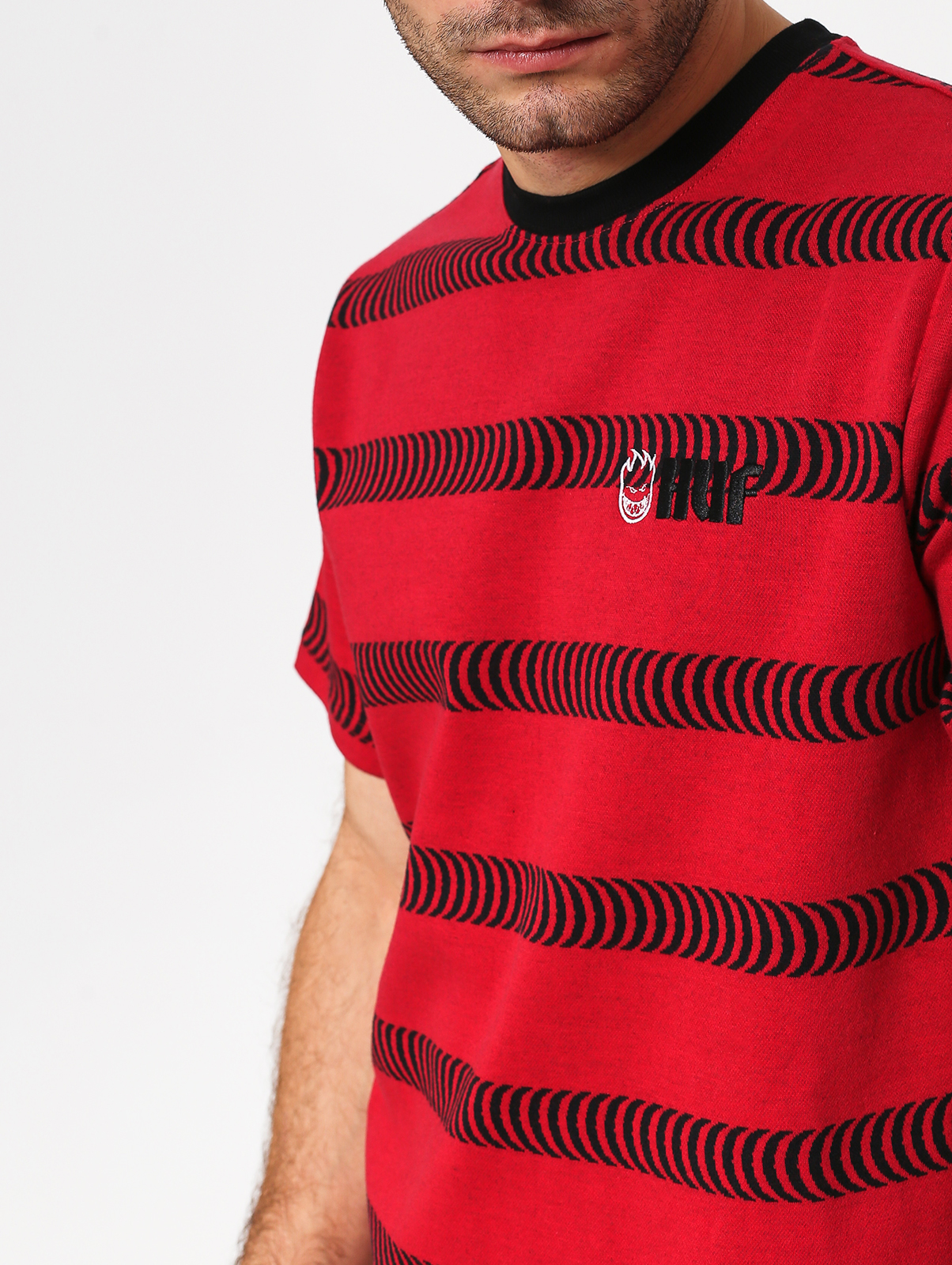 huf red striped shirt