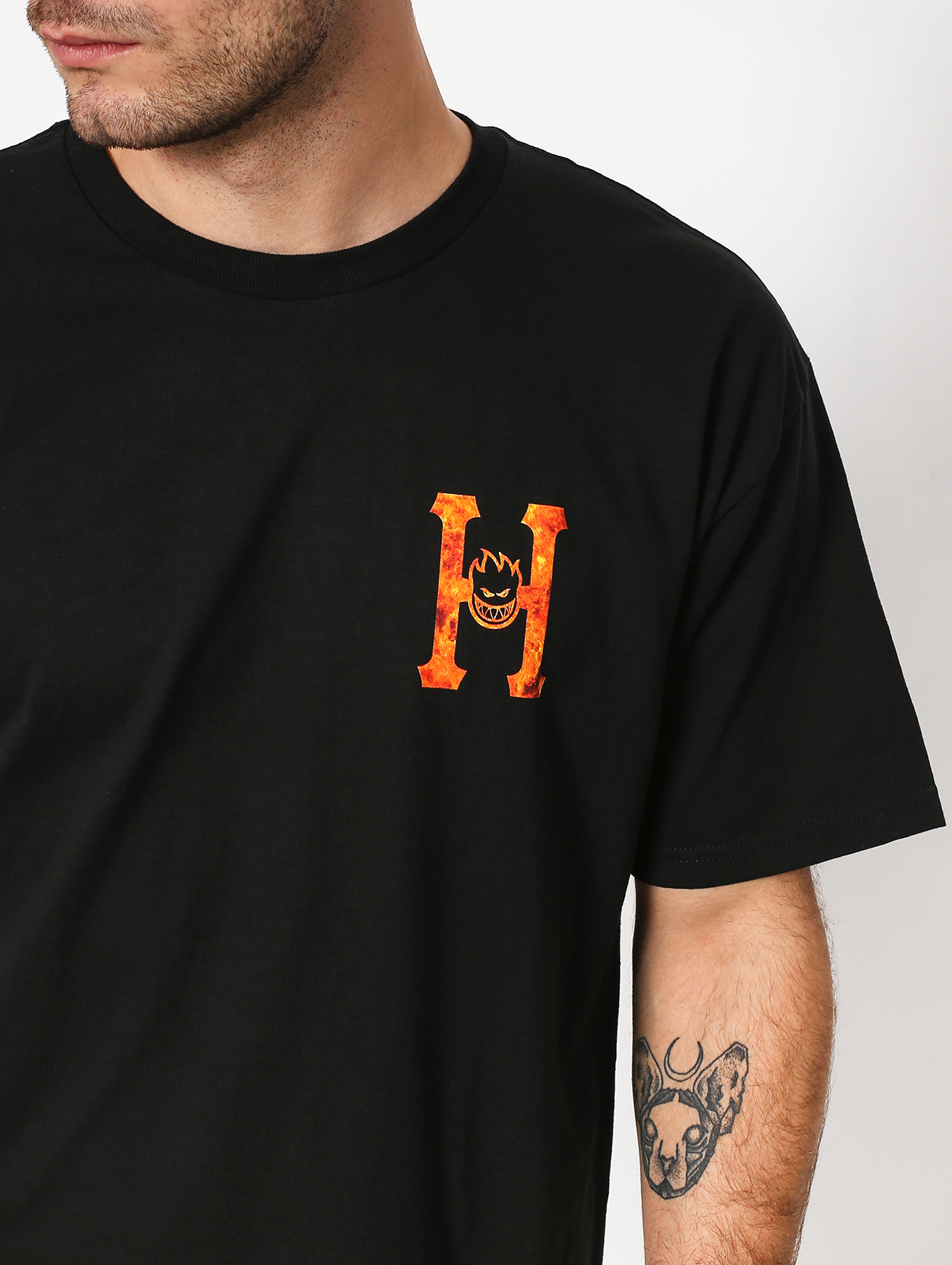 HUF Spitfire Flaming H T-shirt (black)