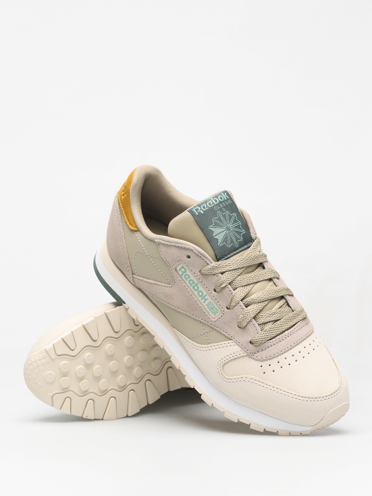 Reebok Classic Leather Shoes Wmn (cb spr neutral/sandtrp/wd khaki/wht/chalk grn)