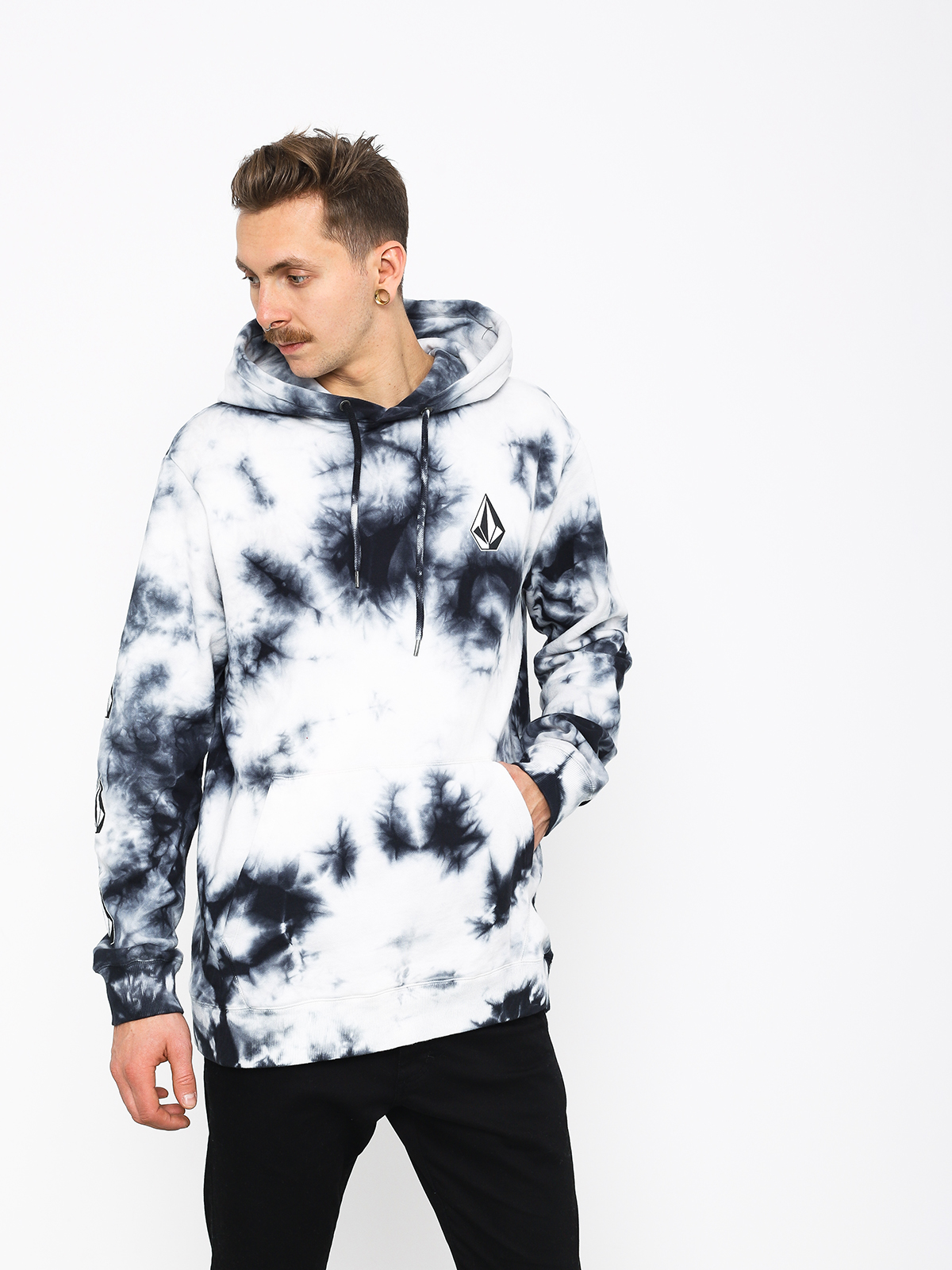 volcom deadly stones black tie dye hoodie