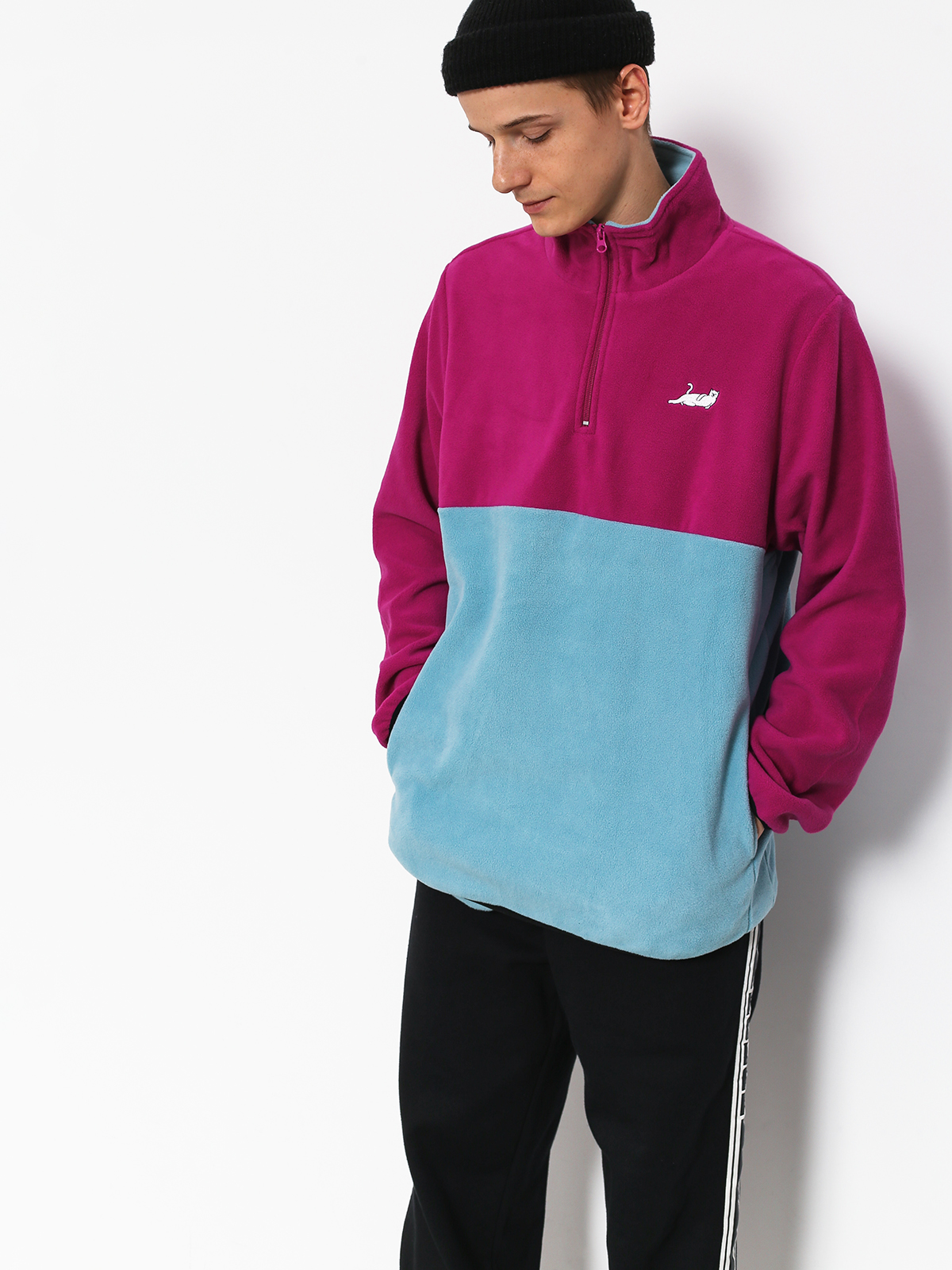 purple half zip fleece