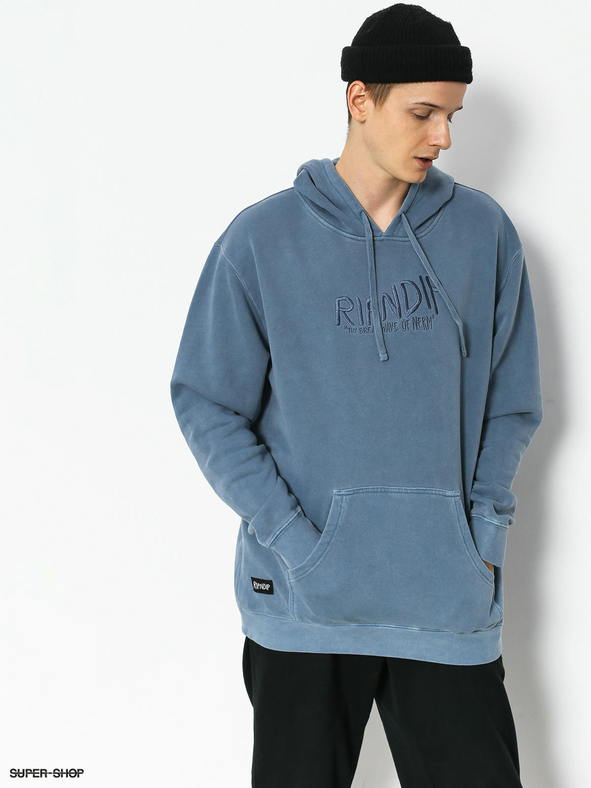 ripndip great wave light blue hoodie