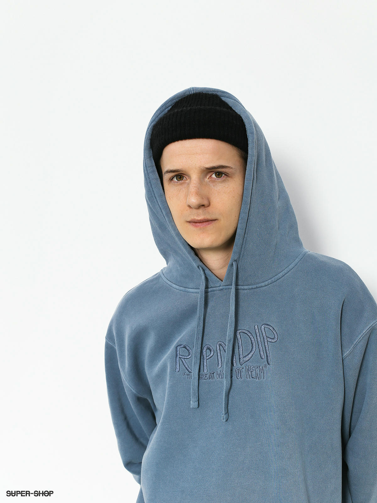 ripndip great wave light blue hoodie