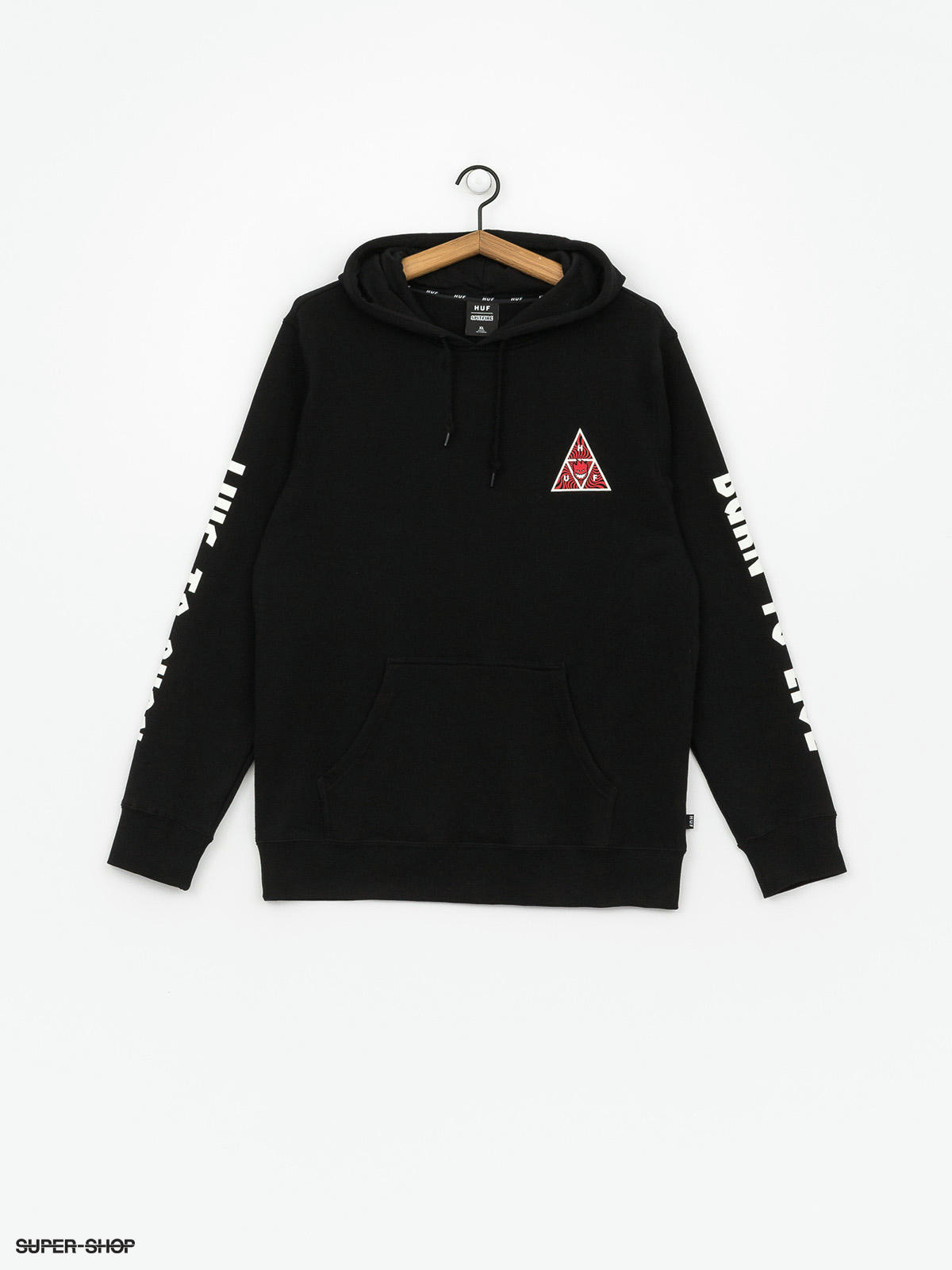 huf x spitfire triangle black hoodie