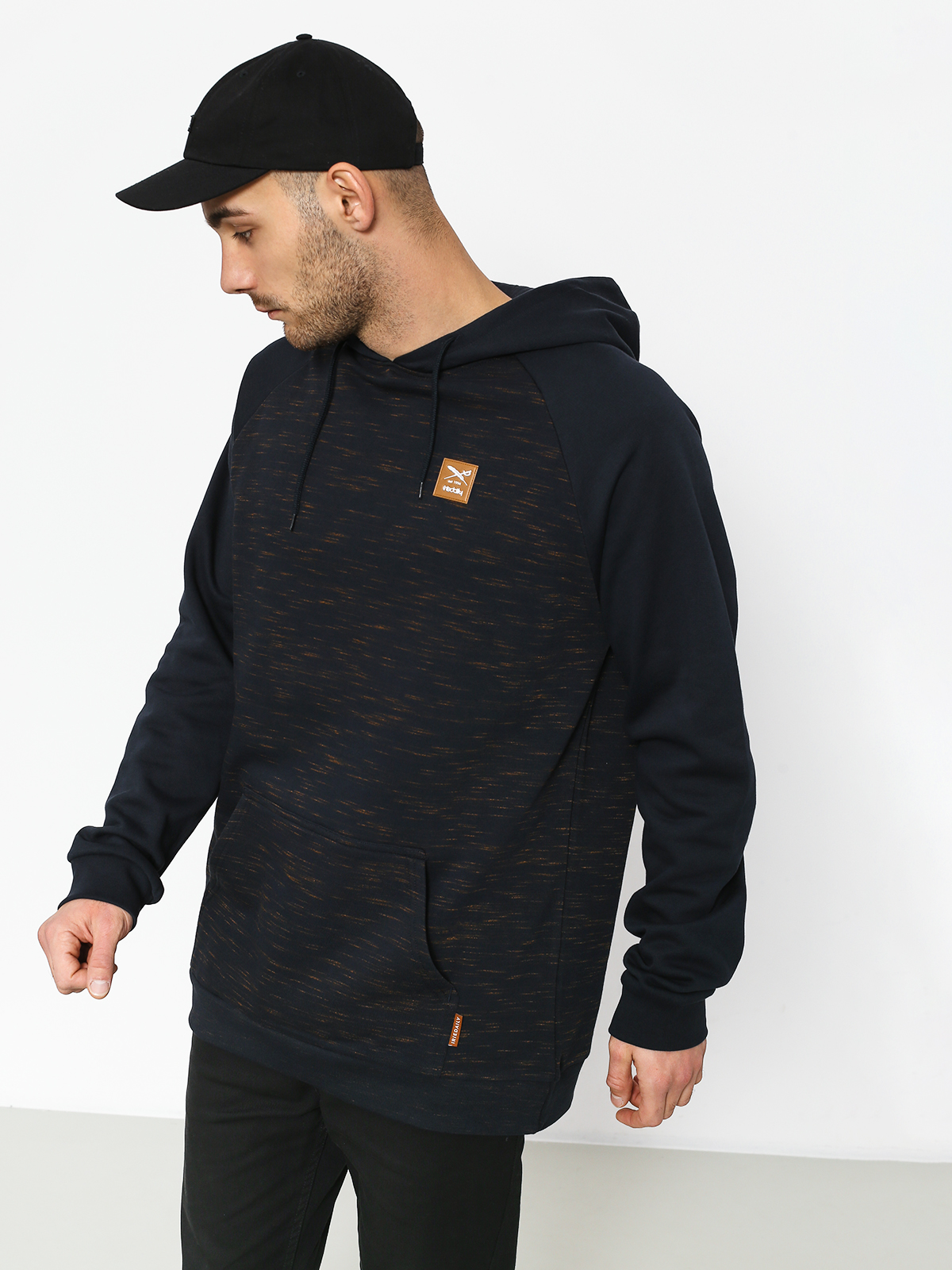 navy and yellow hoodie