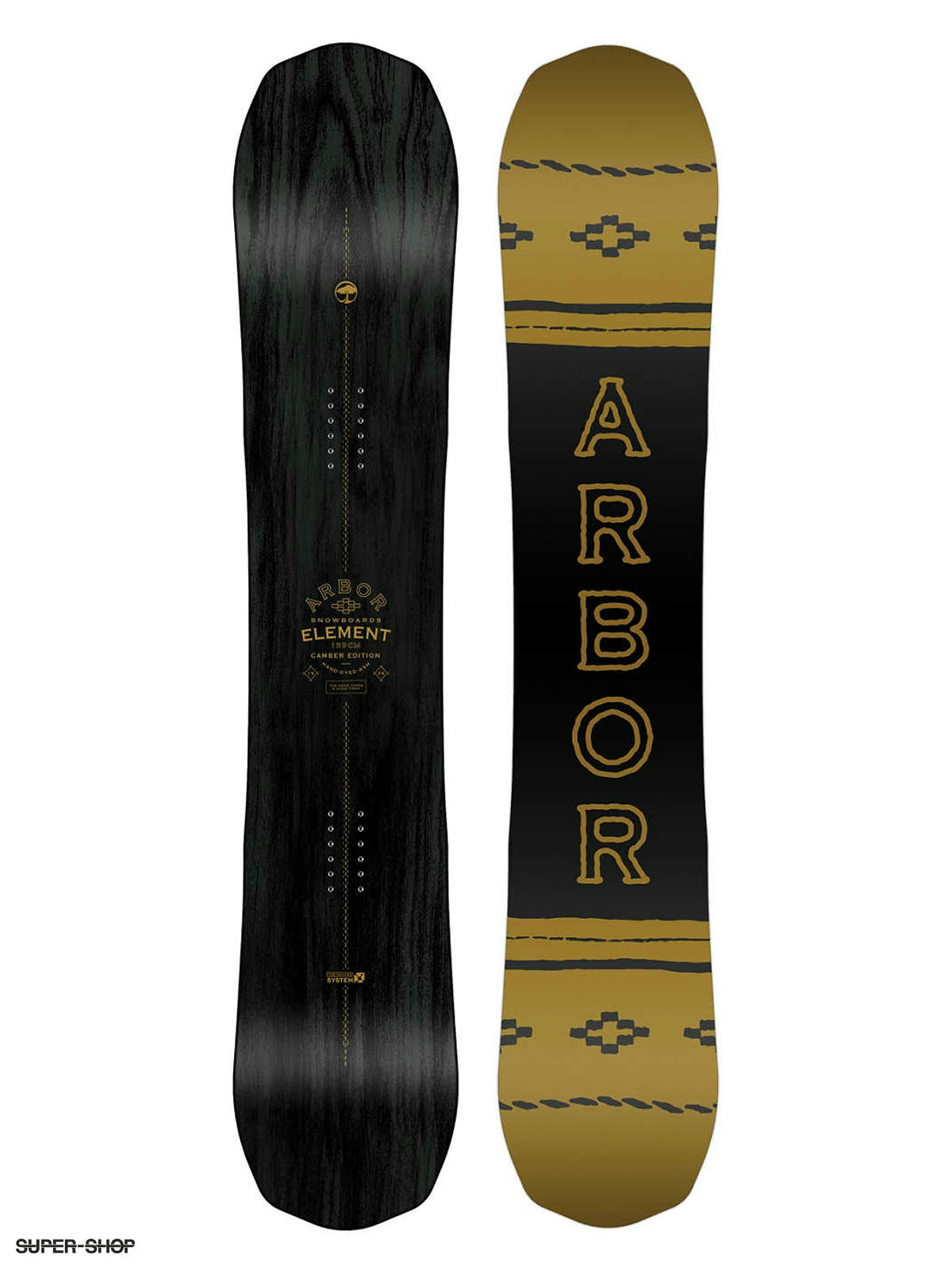 Mens Arbor Snowboard Element Black Camber mustard black